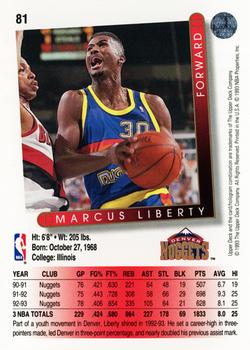 1993-94 Upper Deck #81 Marcus Liberty Back