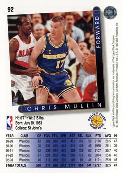 1993-94 Upper Deck #92 Chris Mullin Back