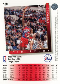 1993-94 Upper Deck #100 Tim Perry Back