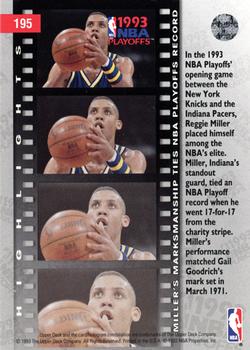 1993-94 Upper Deck #195 Miller Ties NBA Playoffs Free-Throw Mark Back