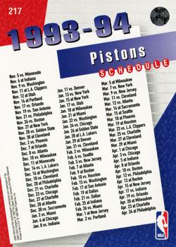 1993-94 Upper Deck #217 Detroit Pistons Back