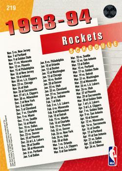 1993-94 Upper Deck #219 Houston Rockets Back