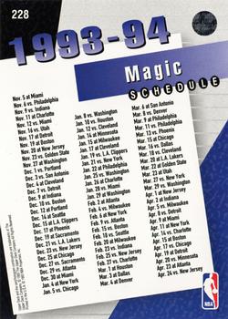 1993-94 Upper Deck #228 Orlando Magic Back