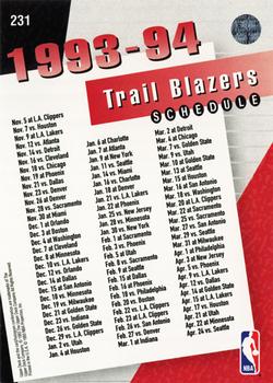 1993-94 Upper Deck #231 Portland Trail Blazers Back