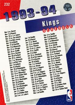 1993-94 Upper Deck #232 Sacramento Kings Back