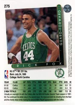 1993-94 Upper Deck #275 Rick Fox Back