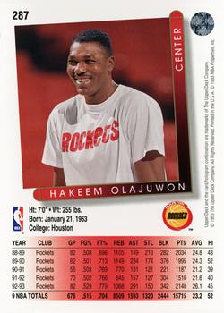 1993-94 Upper Deck #287 Hakeem Olajuwon Back