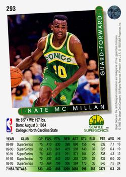 1993-94 Upper Deck #293 Nate McMillan Back