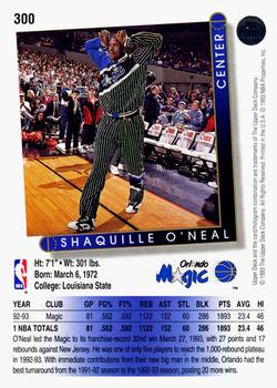 1993-94 Upper Deck #300 Shaquille O'Neal Back