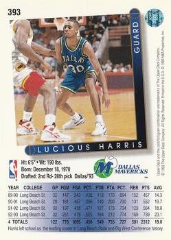1993-94 Upper Deck #393 Lucious Harris Back