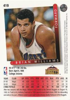 1993-94 Upper Deck #419 Brian Williams Back