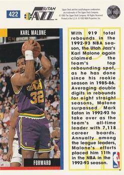 1993-94 Upper Deck #422 Karl Malone Back