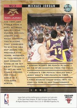 1993-94 Upper Deck - Michael Jordan Mr. June #MJ2 Michael Jordan Back
