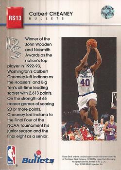 1993-94 Upper Deck - Rookie Standouts #RS13 Calbert Cheaney Back