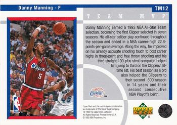 1993-94 Upper Deck - Team MVP #TM12 Danny Manning Back
