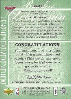 2006-07 Upper Deck Chronology - 2007-08 Rookie Draft Redemptions Green #LMA-249 Al Horford Back