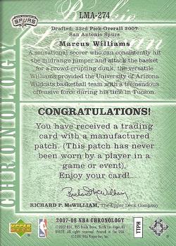 2006-07 Upper Deck Chronology - 2007-08 Rookie Draft Redemptions Green #LMA-274 Marcus Williams Back