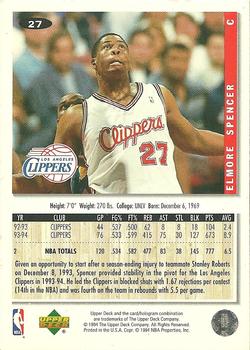 1994-95 Collector's Choice #27 Elmore Spencer Back