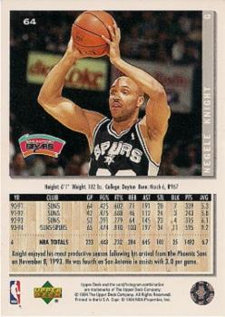 1994-95 Collector's Choice #64 Negele Knight Back