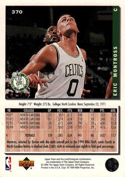 1994-95 Collector's Choice #370 Eric Montross Back