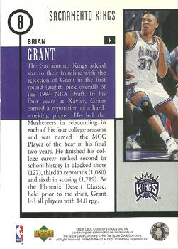 1994-95 Collector's Choice - 1994 NBA Draft Lottery Picks Exchange #8 Brian Grant Back