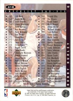 1994-95 Collector's Choice - Gold Signature #418 Bobby Hurley Back