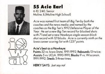 1992-93 Iowa Hawkeyes #NNO Acie Earl Back