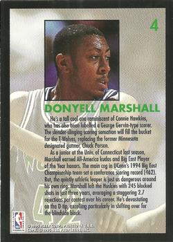 1994-95 Fleer - 1994 NBA Draft Lottery Pick Exchange #4 Donyell Marshall Back
