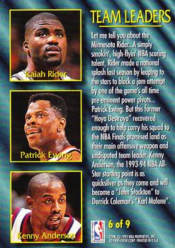 1994-95 Fleer - Team Leaders #6 Patrick Ewing / Kenny Anderson / Isaiah Rider Back