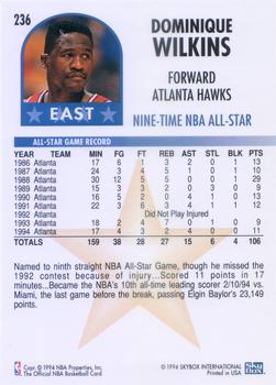 1994-95 Hoops #236 Dominique Wilkins Back