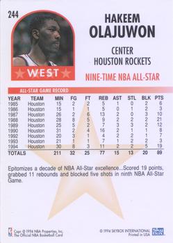 1994-95 Hoops #244 Hakeem Olajuwon Back