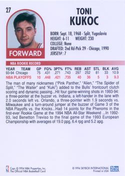1994-95 Hoops #27 Toni Kukoc Back