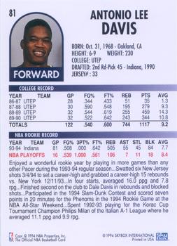 1994-95 Hoops #81 Antonio Davis Back