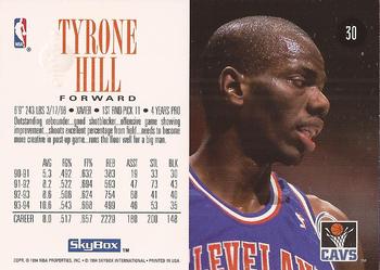 1994-95 SkyBox Premium #30 Tyrone Hill Back
