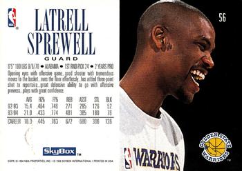 1994-95 SkyBox Premium #56 Latrell Sprewell Back