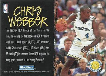 1994-95 SkyBox Premium - Ragin' Rookies #RR9 Chris Webber Back
