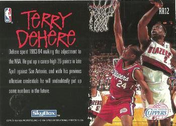 1994-95 SkyBox Premium - Ragin' Rookies #RR12 Terry Dehere Back
