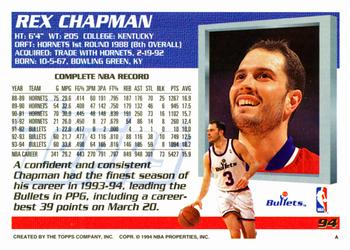 1994-95 Topps #94 Rex Chapman Back