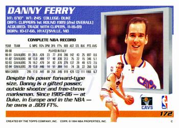 1994-95 Topps #172 Danny Ferry Back