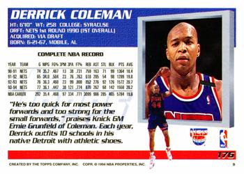 1994-95 Topps #176 Derrick Coleman Back