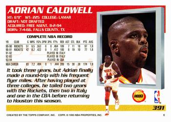 1994-95 Topps #391 Adrian Caldwell Back