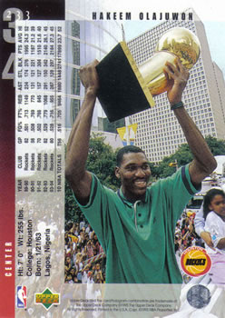 1994-95 Upper Deck #233 Hakeem Olajuwon Back