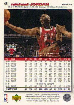 1995-96 Collector's Choice #45 Michael Jordan Back
