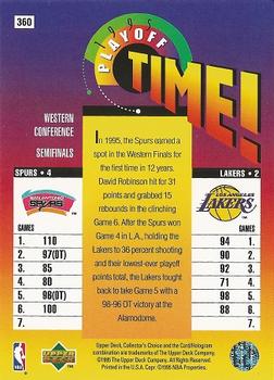 1995-96 Collector's Choice #360 San Antonio Spurs vs. Los Angeles Lakers Back