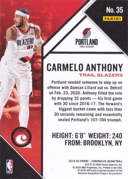 2019-20 Panini Chronicles #35 Carmelo Anthony Back
