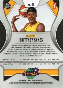 2020 Panini Prizm WNBA #42 Brittney Sykes Back