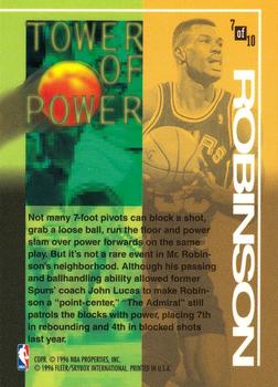 1995-96 Fleer - Tower of Power #7 David Robinson Back