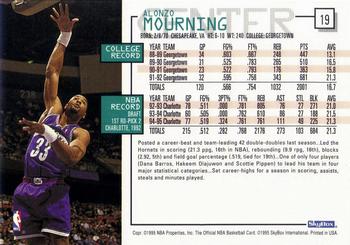 1995-96 Hoops #19 Alonzo Mourning Back