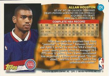1995-96 Topps #274 Allan Houston Back