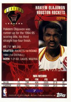 1995-96 Topps #7 Hakeem Olajuwon Back